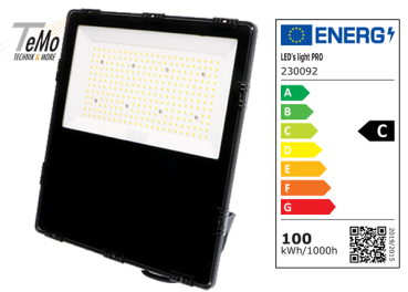 SHADA LED-Strahler Flutlichtstrahler 100W 16000lm 4000K IP66, schwarz EEC: C (230092)
